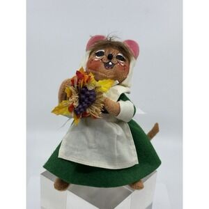 Annalee Thanksgiving Mouse Girl Pilgrim Cornucopia 2007 Decor Collectible